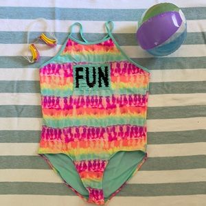 Flip sequin tie dye swimsuit